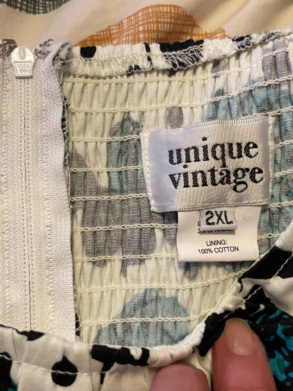 NWT Unique Vintage White & Turquoise Rose Cap Sleeve Valencia Swing Dress - 2X - Picture 11 of 12